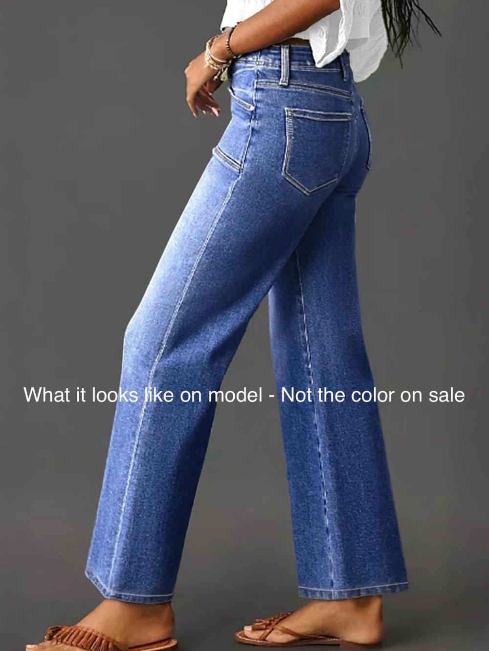 Astylish Womens Wide Leg Jeans High Waisted Stretchy  Denim Pants - BLACK